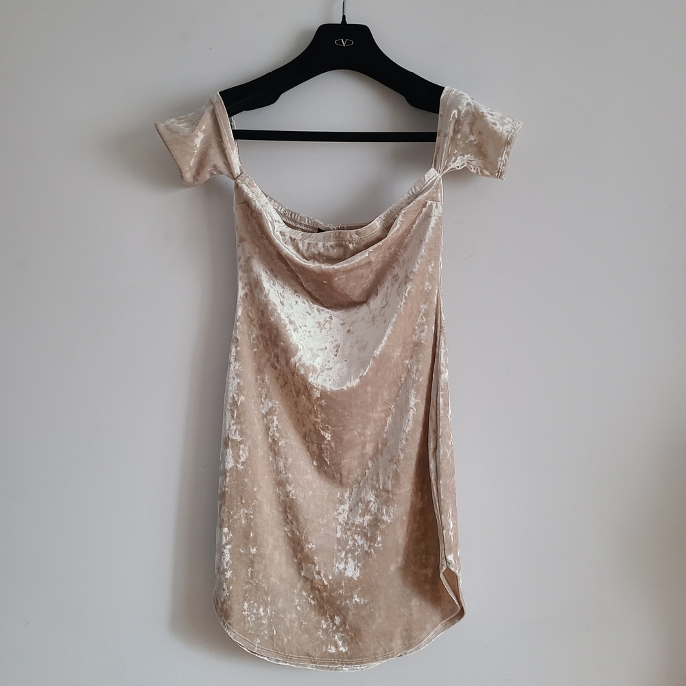 Forever 21 Cream Velvet Off-Shoulder Dress Size S/M